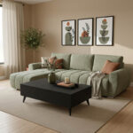 Γωνιακός αναστρέψιμος καναπές-κρεβάτι Vivad pakoworld ύφασμα σε μέντα απόχρωση 275x164x91εκ