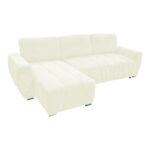 Γωνιακός αναστρέψιμος καναπές-κρεβάτι Vivad pakoworld ύφασμα σε μπεζ απόχρωση 275x164x91εκ