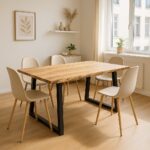 Τραπέζι Miles Slim pakoworld μασίφ ξύλο ακακίας σε φυσική απόχρωση με μαύρα μεταλλικά πόδια 140x80x76εκ - Image 2