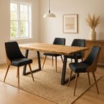 Τραπέζι Miles pakoworld μασίφ ξύλο ακακίας πάχους 3.7-4εκ σε φυσική απόχρωση με μαύρα μεταλλικά πόδια 200x96x76εκ - Image 2