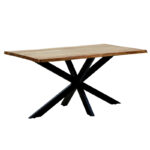 Τραπέζι Lenoua pakoworld μασίφ ξύλο ακακίας πάχους 3.7-4εκ σε φυσική απόχρωση με μαύρα μεταλλικά πόδια 180x90x76εκ