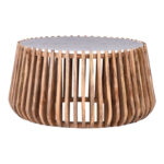 Τραπέζι σαλονιού Mable pakoworld mango ξύλο σε φυσική απόχρωση με επιφάνεια μαρμάρου Φ80x45εκ - Image 3