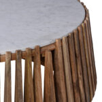 Τραπέζι σαλονιού Mable pakoworld mango ξύλο σε φυσική απόχρωση με επιφάνεια μαρμάρου Φ120x45εκ - Image 3