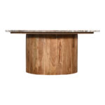 Τραπέζι σαλονιού Sergy pakoworld μασίφ ξύλο ακακίας σε φυσική απόχρωση με επιφάνεια μαρμάρου Φ90x40εκ - Image 3