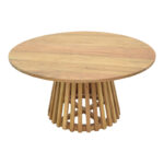 Τραπέζι σαλονιού Radiane pakoworld μασίφ ξύλο ακακίας σε φυσική απόχρωση Φ80x40εκ - Image 2