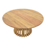 Τραπέζι σαλονιού Radiane pakoworld μασίφ ξύλο ακακίας σε φυσική απόχρωση Φ80x40εκ - Image 3