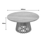 Τραπέζι σαλονιού Radiane pakoworld μασίφ ξύλο ακακίας σε φυσική απόχρωση Φ80x40εκ - Image 5