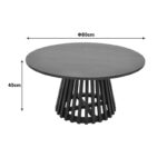 Τραπέζι σαλονιού Radiane pakoworld μασίφ ξύλο ακακίας σε μαύρη απόχρωση Φ80x40εκ - Image 5