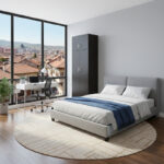 Ντουλάπα δίφυλλη και πατάρι Lego pakoworld σε wenge απόχρωση 80x42x240εκ - Image 2