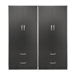 Ντουλάπα τετράφυλλη με συρτάρια Lego pakoworld wenge 160x42x180εκ - Image 3