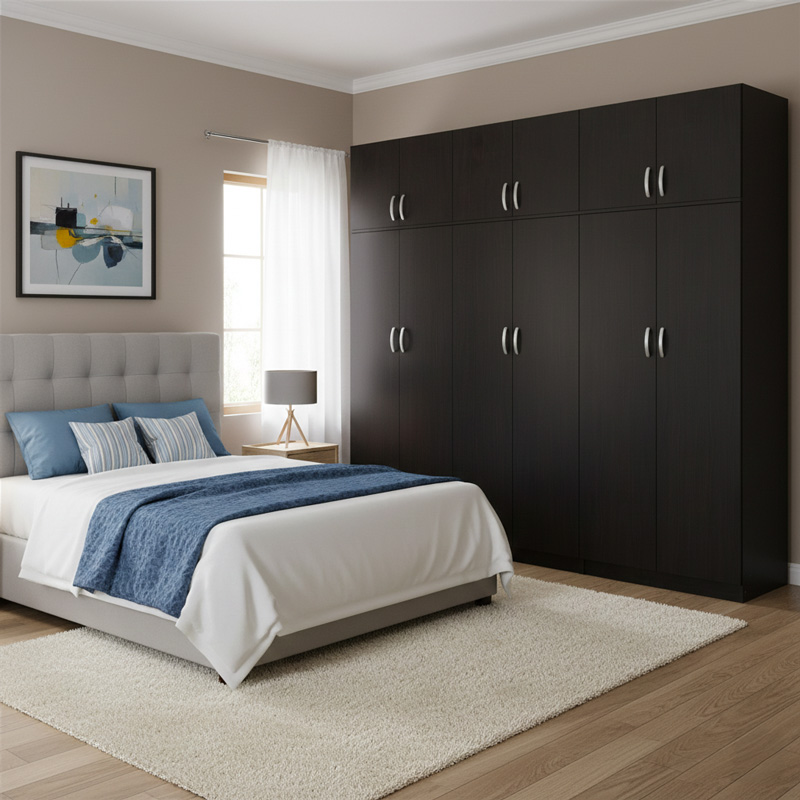 383-000258 Ντουλάπα εξάφυλλη με πατάρι Lego ΙΙ pakoworld wenge 240x42x240εκ