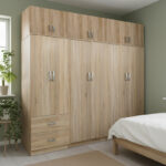 Ντουλάπα εξάφυλλη με πατάρι Lego I pakoworld sonoma 240x42x240εκ