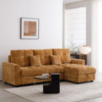 Γωνιακός αναστρέψιμος καναπές κρεβάτι Comfie pakoworld με αποθηκευτικό χώρο camel ύφασμα 260x156x98εκ - Image 2