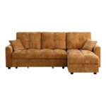 Γωνιακός αναστρέψιμος καναπές κρεβάτι Comfie pakoworld με αποθηκευτικό χώρο camel ύφασμα 260x156x98εκ - Image 5