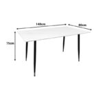 Τραπέζι Pembe pakoworld sintered stone λευκή όψη μαρμάρου με μαύρα μεταλλικά πόδια 140x80x75εκ - Image 5