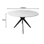 Τραπέζι Orbital pakoworld sintered stone λευκή όψη μαρμάρου με μαύρα μεταλλικά πόδια Φ120x76εκ - Image 4