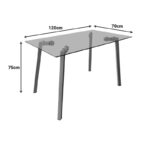 Τραπέζι Titta pakoworld γυάλινη επιφάνεια με μεταλλικά πόδια σε φυσική απόχρωση 120x70x75εκ - Image 5