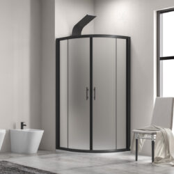 Καμπίνα ημικυκλική με σατινέ κρύσταλλο FLORA 200 Black KARAG 80x80x190cm