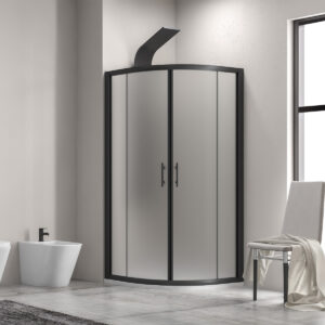 Καμπίνα ημικυκλική με σατινέ κρύσταλλο FLORA 200 Black KARAG 80x80x190cm
