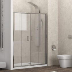 Καμπίνα από τοίχο σε τοίχο με διάφανο κρύσταλλο NEW FLORA 600 Cromo KARAG 160x180cm
