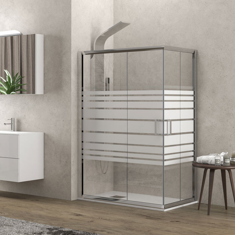 NFLS10070120180_2 Καμπίνα ορθογώνια με σεριγραφάτο κρύσταλλο NEW FLORA 100 Cromo KARAG 70x120x180cm