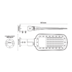 LED STREET LUMINAIRE 150W 18000LM 2200K 140x90˚ CLASS I 230V AC IP66 - Image 4