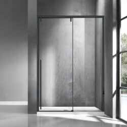Καμπίνα από τοίχο σε τοίχο με διάφανο κρύσταλλο SANTORINI 400 Black KARAG 150x200cm