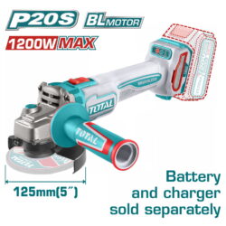 TOTAL ΕΠΑΓΓ. ΓΩΝΙΑΚΟΣ ΤΡΟΧΟΣ ΜΠΑΤ. Li-ion 20V / 125mm ΧΩΡΙΣ ΜΠΑΤΑΡΙΑ & ΦΟΡΤΙΣΤΗ (TAGLI221253E)