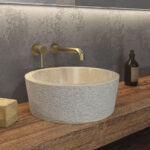 Νιπτήρας επικαθήμενος πέτρινος TIMUR Cream KARAG Ø40x15cm