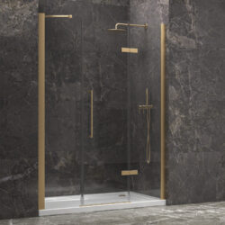 Καμπίνα από τοίχο σε τοίχο με διάφανο κρύσταλλο TINOS 600 Gold KARAG 160x200cm (σταθερό 36cm)