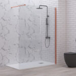 Σταθερό διαχωριστικό ντουζιέρας με διάφανο κρύσταλλο WALKIN 1 Rose Gold KARAG 160x200cm