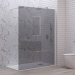 Σταθερό διαχωριστικό ντουζιέρας με fume κρύσταλλο WALKIN 1 White KARAG 80x200cm