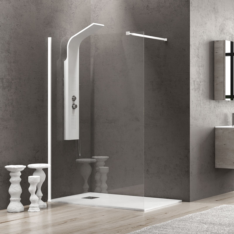 WAL1B50_2 Σταθερό διαχωριστικό ντουζιέρας με διάφανο κρύσταλλο WALKIN 1 White KARAG 50x200cm