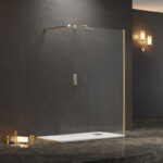 Σταθερό διαχωριστικό ντουζιέρας με διάφανο κρύσταλλο WALKIN 1 Gold KARAG 160x200cm