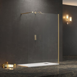 Σταθερό διαχωριστικό ντουζιέρας με διάφανο κρύσταλλο WALKIN 1 Gold KARAG 170x200cm