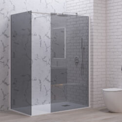 Σταθερά διαχωριστικά ντουζιέρας με fume κρύσταλλο WALKIN 2 White KARAG 120x200cm