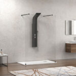 Σταθερό διαχωριστικό ντουζιέρας με διάφανο κρύσταλλο WALKIN 3 Black KARAG 168x200cm