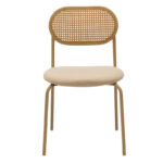Καρέκλα James pakoworld στοιβαζόμενη pe rattan ύφασμα μπεζ-μέταλλο φυσικό - Image 4
