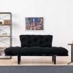 Καναπές κρεβάτι PWF-0018 pakoworld 2θέσιος με ύφασμα χρώμα μαύρο 155x73x85cm - Image 5