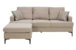Γωνιακός καναπές με σκαμπό Slim pakoworld υφασμάτινος χρώμα μπεζ με μαξιλάρια 185x140x70εκ - Image 4