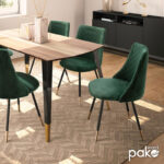 Καρέκλα Giselle pakoworld βελούδο σκούρο πράσινο-μαύρο χρυσό πόδι - Image 2