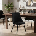 Καρέκλα Giselle pakoworld βελούδο μαύρο-πόδι μαύρο - Image 2