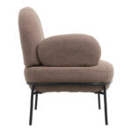 Πολυθρόνα Jaycob pakoworld μπουκλέ καφέ-πόδι μαύρο μέταλλο 74x71x83εκ - Image 2