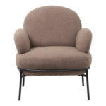 Πολυθρόνα Jaycob pakoworld μπουκλέ καφέ-πόδι μαύρο μέταλλο 74x71x83εκ - Image 3