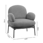 Πολυθρόνα Jaycob pakoworld μπουκλέ καφέ-πόδι μαύρο μέταλλο 74x71x83εκ - Image 5