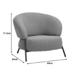 Πολυθρόνα Jennie pakoworld ύφασμα σε κρεμ απόχρωση με μαύρα μεταλλικά πόδια 84x84x71,5εκ - Image 5