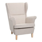 Πολυθρόνα - μπερζέρα Malei pakoworld ύφασμα σε κρεμ απόχρωση-ξύλινα πόδια 85x93x100εκ