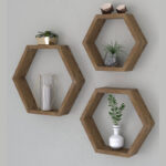 Ραφιέρα τοίχου Valis pakoworld τριών τεμαχίων χρώμα καρυδί 37x9x32εκ - Image 2