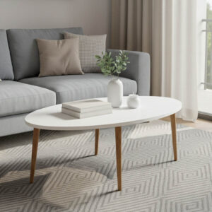 Τραπέζι σαλονιού Barton pakoworld λευκό-καφέ 90x45x40εκ