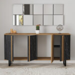 Μπουφές Amanda pakoworld καρυδί-μαύρο 160x40x78.5εκ - Image 3